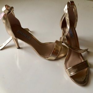 LIALINE Brazilian Gold Leather Stiletto Heels